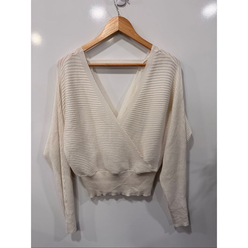 NWT No Comment Ivory Wrap‎ Ribbed Sweater XL